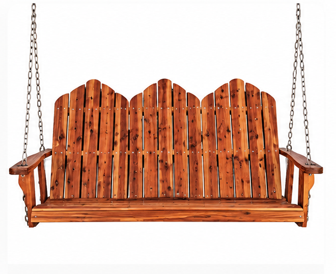 Homestead Cedar Triple Adirondack Swing on white background