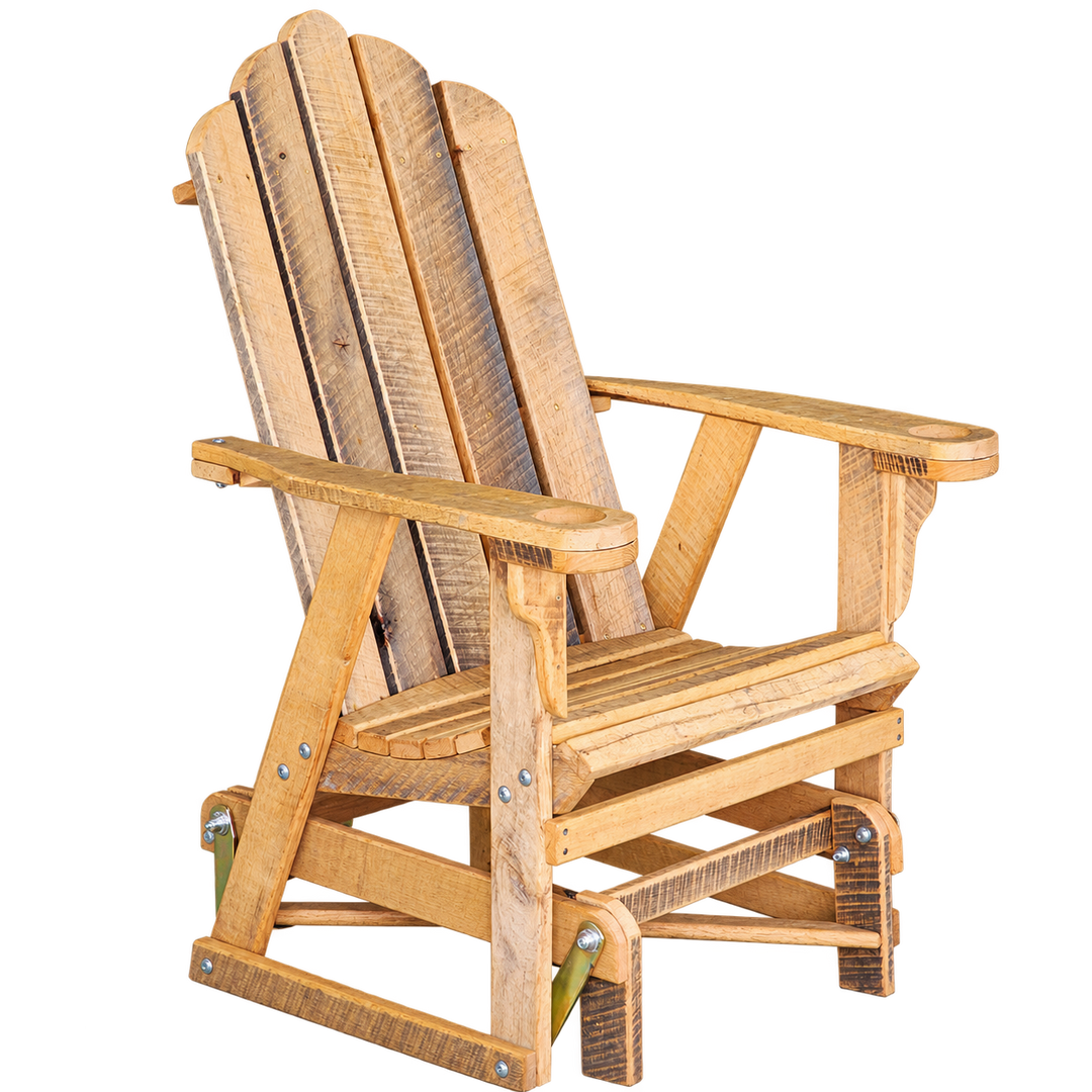 Homestead Amish reclaimed oak single glider on transparent background