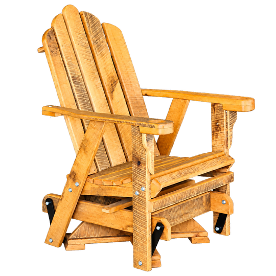 Homestead Amish reclaimed oak swivel glider on transparent background