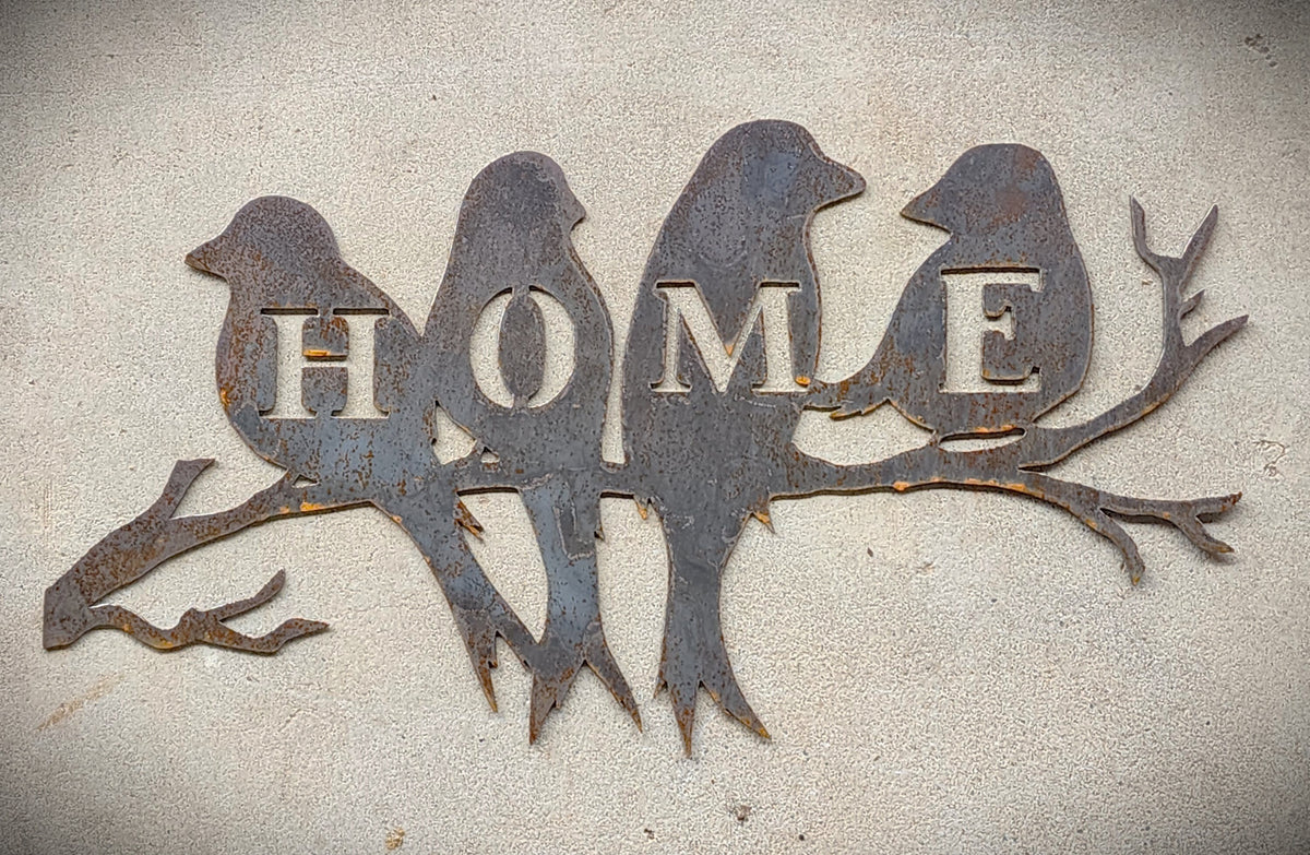 Bird Home Metal Art Sign