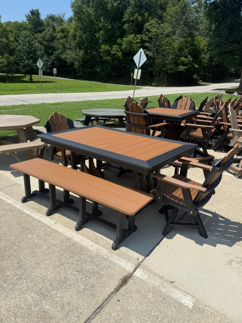 Homestead Amish Poly 72" Rectangle Dining Table w/ 2 Swivel Chairs & 2 Benches