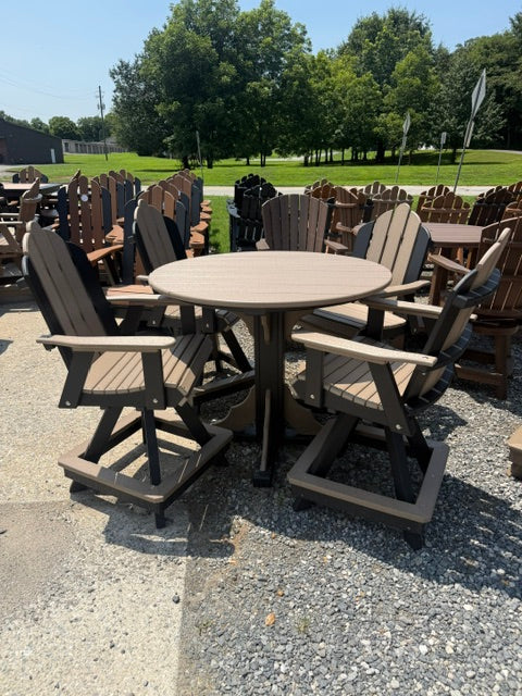 Homestead Amish Poly 44" Round Counter Height Table Set w/ 4 Swivel Chairs