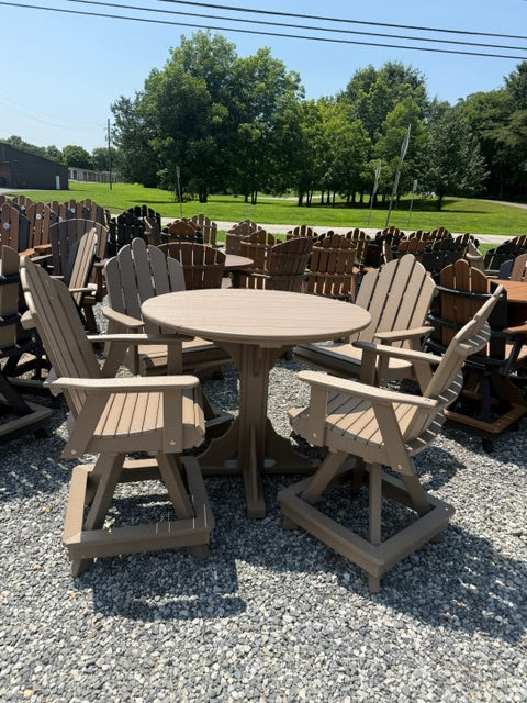 Homestead Amish Poly 44" Round Counter Height Table Set w/ 4 Swivel Chairs