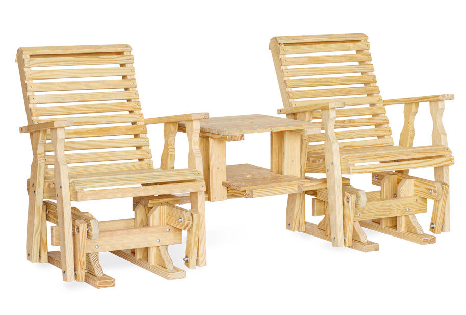 #105 Roll Back Double Glider Settee - Wooden Settees