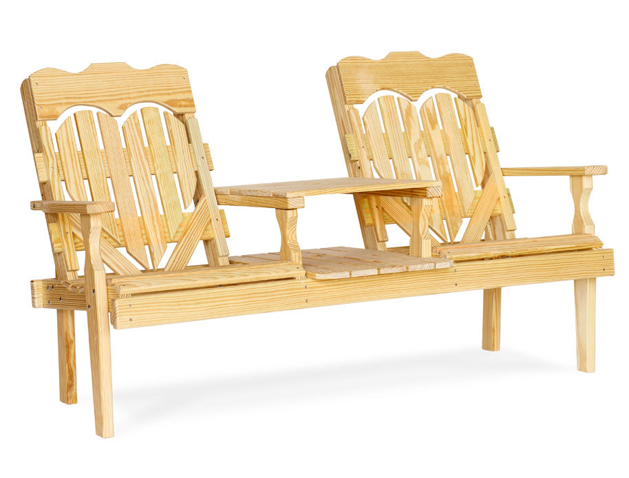 #201 High Back Heart Settee - Wooden Settees