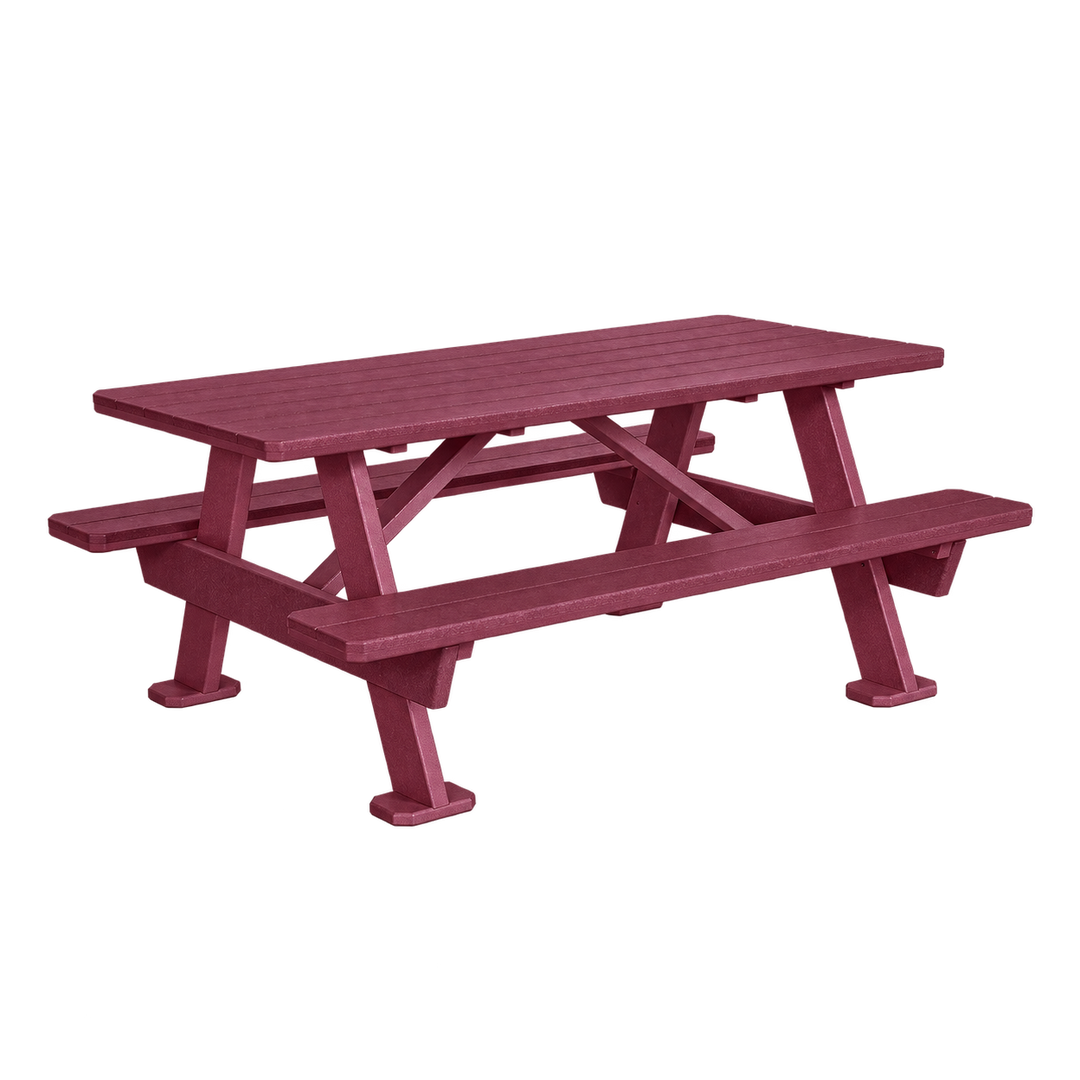 LL876 3' x 6' Picnic Table — Burgundy main and frame