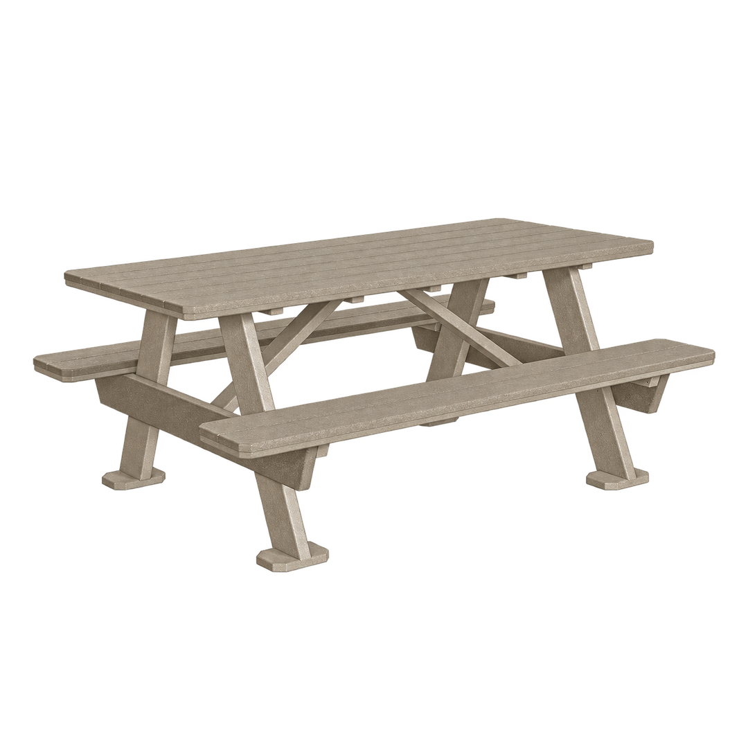 LL876 3' x 6' Picnic Table — Weatherwood main and frame
