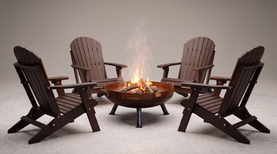 30" Scout Fire Pit & Deluxe Folding Adirondack Chair Bundle