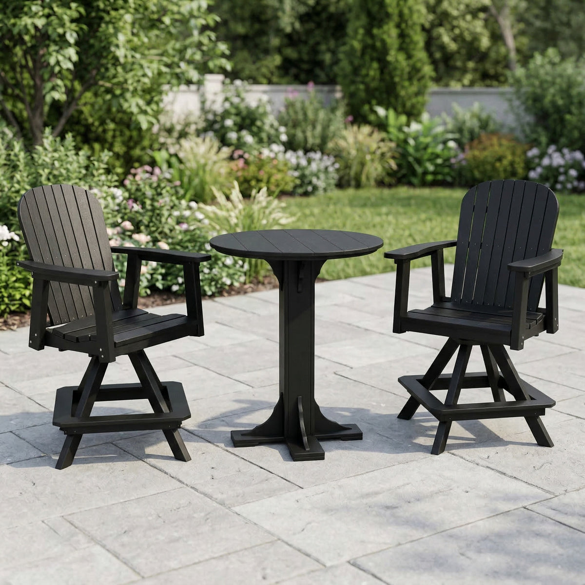 Poly Grove 3 Piece 31" Pub Counter Table & Swivel Chair Set