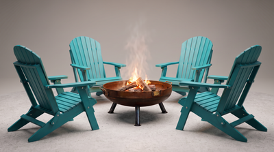 30" Scout Fire Pit & Deluxe Folding Adirondack Chair Bundle