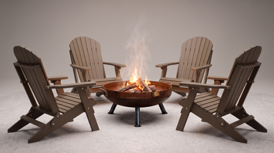 30" Scout Fire Pit & Deluxe Folding Adirondack Chair Bundle