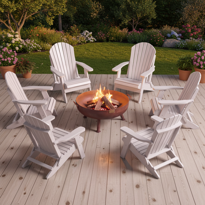 36" Legacy Fire Pit & Deluxe Folding Adirondack Chair Bundle