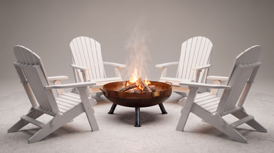 30" Scout Fire Pit & Deluxe Folding Adirondack Chair Bundle