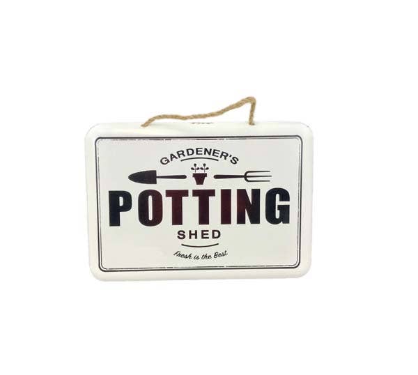 Distressed Potting Sign with Rope Hanger
