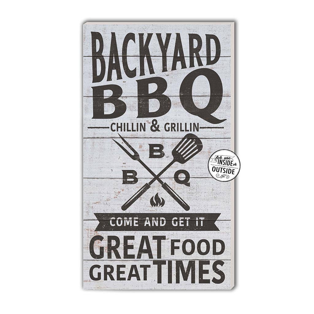 11" x 20" Backyard BBQ Whitewash Indoor/Outdoor Sign - Evergreen Patio