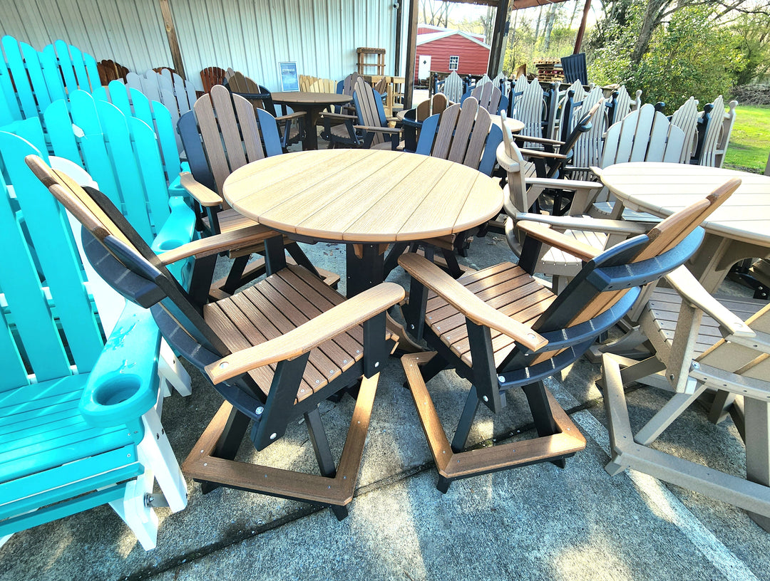 Amish 44" Round Table Set with 4 Swivel Chairs
