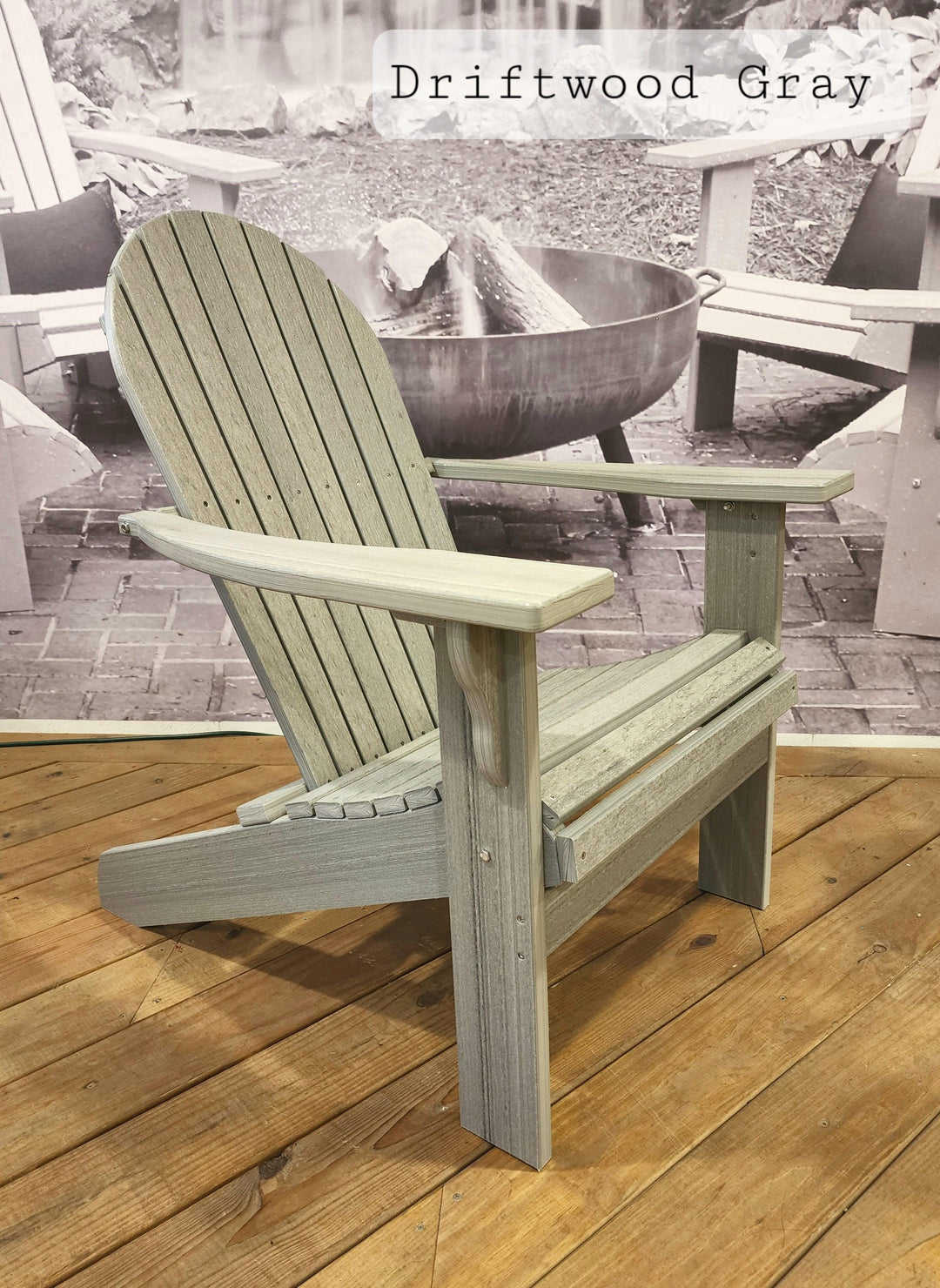 Deluxe Tall and Wide Poly Adirondack Chair - Evergreen Patio #color_driftwood-gray