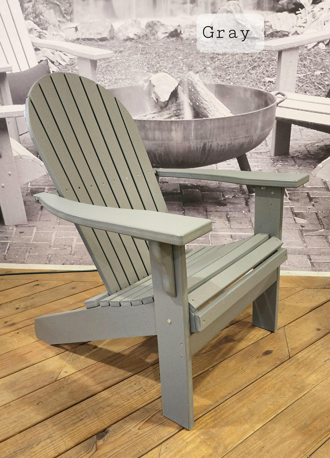 Deluxe Tall and Wide Poly Adirondack Chair - Evergreen Patio #color_gray