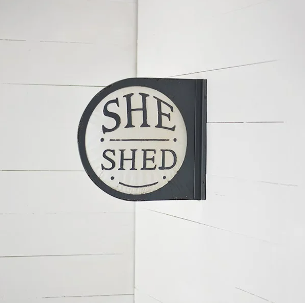 "She Shed" Round, Double-Sided Sign