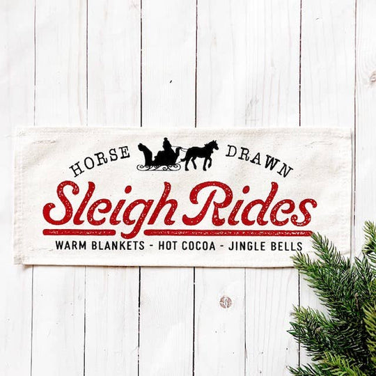 Holiday Panel: Christmas Winter Santa Horse Draw Sleigh Ride