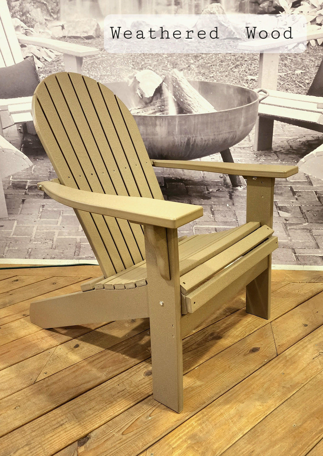 Deluxe Tall and Wide Poly Adirondack Chair - Evergreen Patio #color_weathered-wood